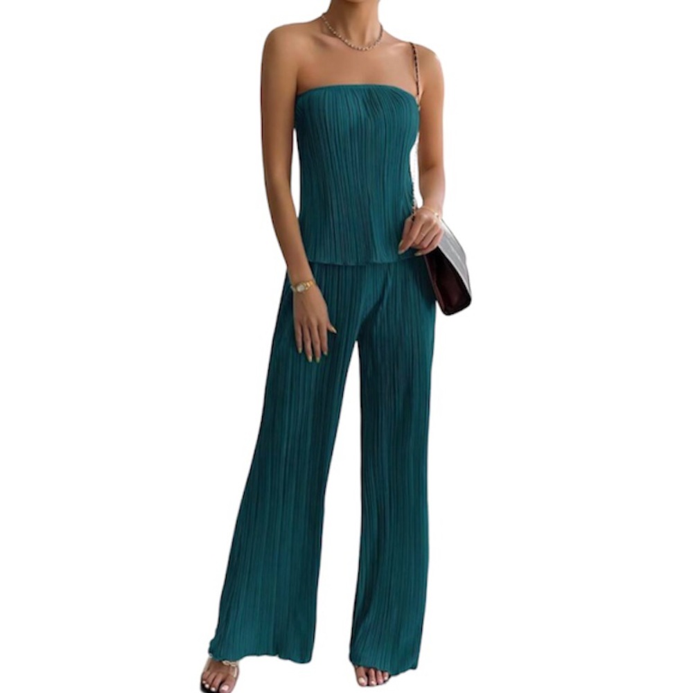 Prive Solid Plisse Top & Pant Set